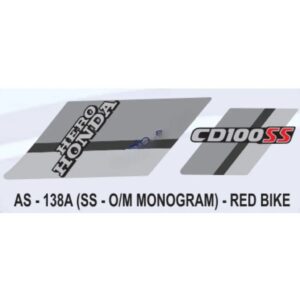 Graphics Sticker Set For Hero Honda Cd 100 Ss | Old Model | Monogram | Red Vehicle | Both Sides