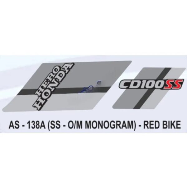 Graphics Sticker Set For Hero Honda Cd 100 Ss | Old Model | Monogram | Red Vehicle | Both Sides