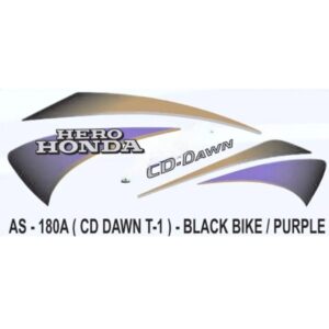 Graphics Sticker Set For Hero Honda Cd Dawn | Type 1 | Black Vehicle | Purple Sticker | Both Sides