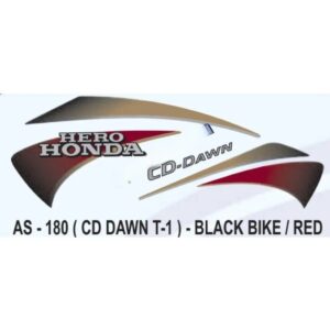 Graphics Sticker Set For Hero Honda Cd Dawn | Type 1 | Black Vehicle | Red Sticker | Both Sides