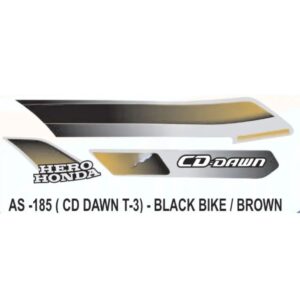 Graphics Sticker Set For Hero Honda Cd Dawn | Type 3 | Black Vehicle | Brown Sticker | Both Sides