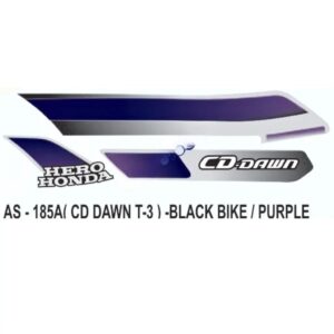 Graphics Sticker Set For Hero Honda Cd Dawn | Type 3 | Black Vehicle | Purple Sticker | Both Sides