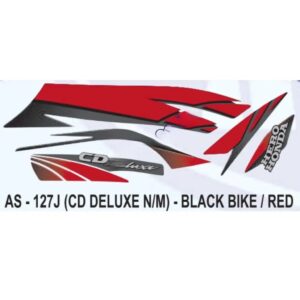 Graphics Sticker Set For Hero Honda Cd Deluxe | New Model | Black Vehicle | Red Sticker | Both Sides