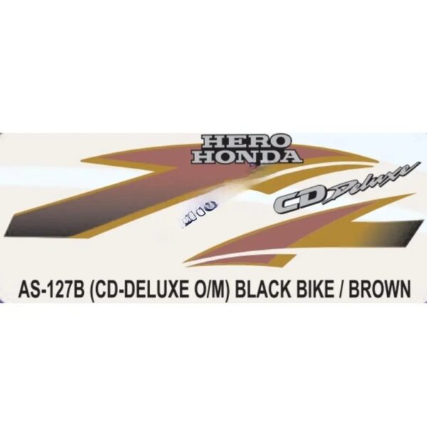 Graphics Sticker Set For Hero Honda Cd Deluxe | Old Model | Black Vehicle | Brown Sticker | Both Sides
