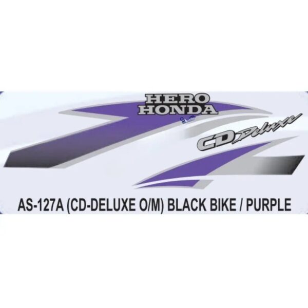 Graphics Sticker Set For Hero Honda Cd Deluxe | Old Model | Black Vehicle | Purple Sticker | Both Sides