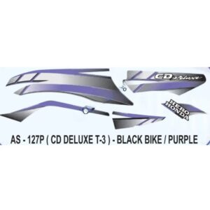 Graphics Sticker Set For Hero Honda Cd Deluxe | Type 3 | Black Vehicle | Purple Sticker | Both Sides