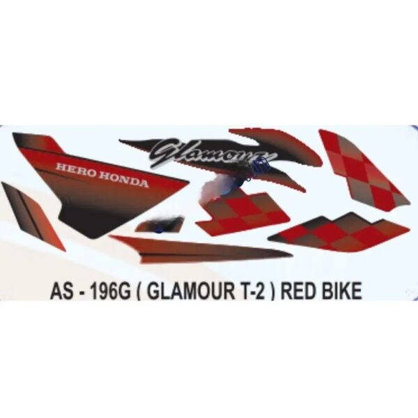 Graphics Sticker Set For Hero Honda Glamour | Type 2 | Red Vehicle | Both Sides
