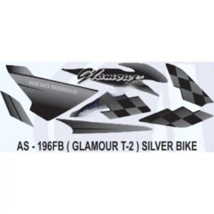 Graphics Sticker Set For Hero Honda Glamour | Type 2 | Silver Vehicle | Both Sides