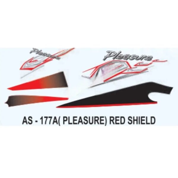 Graphics Sticker Set For Hero Honda Pleasure | Red Shield Sticker | Both Sides