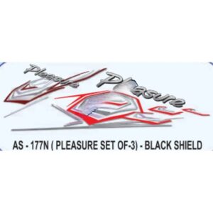 Graphics Sticker Set For Hero Honda Pleasure | Set Of 3 | Black Shield Sticker | Both Sides