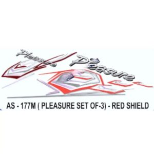 Graphics Sticker Set For Hero Honda Pleasure | Set Of 3 | Red Shield Sticker | Both Sides