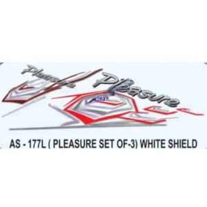Graphics Sticker Set For Hero Honda Pleasure | Set Of 3 | White Shield Sticker | Both Sides