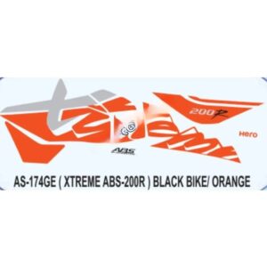 Graphics Sticker Set For Hero Xtreme 200r | Abs | Black Vehicle | Orange Sticker | Both Sides