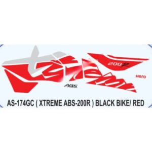 Graphics Sticker Set For Hero Xtreme 200r | Abs | Black Vehicle | Red Sticker | Both Sides