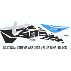 Graphics Sticker Set For Hero Xtreme 200r | Abs | Blue Vehicle | Black Sticker | Both Sides