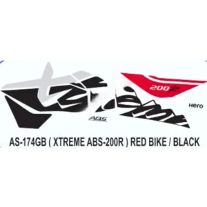 Graphics Sticker Set For Hero Xtreme 200r | Abs | Red Vehicle | Black Sticker | Both Sides