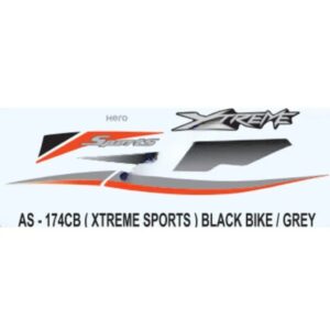 Graphics Sticker Set For Hero Xtreme Sports | Black Vehicle | Grey Sticker | Both Sides
