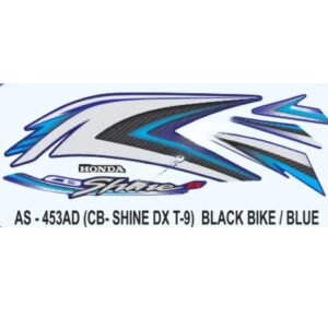 Graphics Sticker Set For Honda Cb Shine Dx | Type 9 | Black Vehicle | Blue Sticker | Both Sides