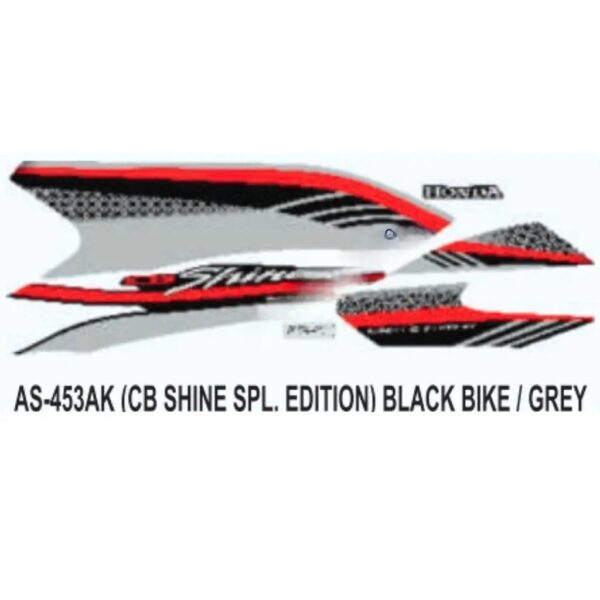 Graphics Sticker Set For Honda Cb Shine | Special Edition | Black Vehicle | Grey Sticker | Both Sides