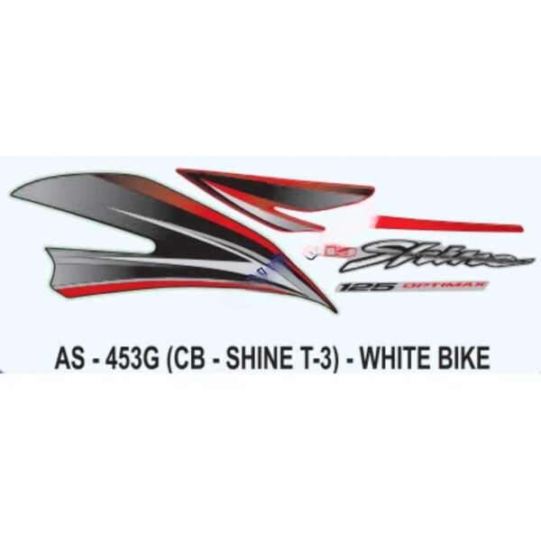 Graphics Sticker Set For Honda Cb Shine | Type 3 | White Vehicle | Both Sides