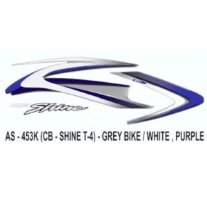 Graphics Sticker Set For Honda Cb Shine | Type 4 | Grey Vehicle | White & Purple Sticker | Both Sides