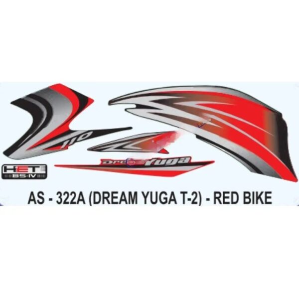 Graphics Sticker Set For Honda Dream Yuga 110 | Het Bs4 Type 2 | Red Vehicle | Both Sides