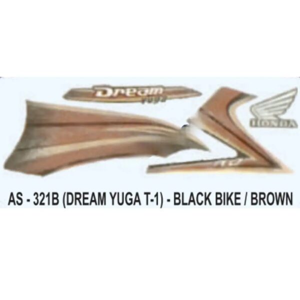 Graphics Sticker Set For Honda Dream Yuga 110 | Type 1 | Black Vehicle | Brown Sticker | Both Sides