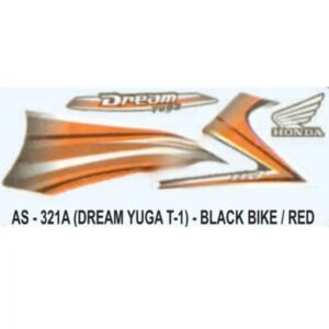 Graphics Sticker Set For Honda Dream Yuga 110 | Type 1 | Black Vehicle | Red Sticker | Both Sides