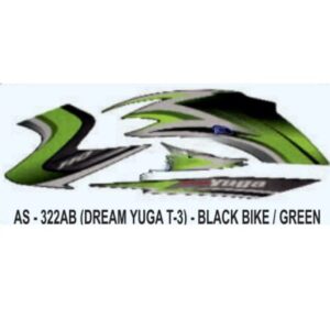 Graphics Sticker Set For Honda Dream Yuga | Type 3 | Black Vehicle | Green Sticker | Both Sides