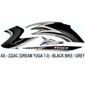 Graphics Sticker Set For Honda Dream Yuga | Type 3 | Black Vehicle | Grey Sticker | Both Sides