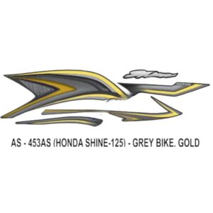 Graphics Sticker Set For Honda Shine 125 | Grey Vehicle | Gold Sticker | Both Sides