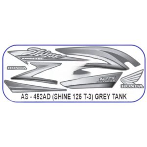 Graphics Sticker Set For Honda Shine 125 | Type 3 | Grey Tank Sticker | Both Sides
