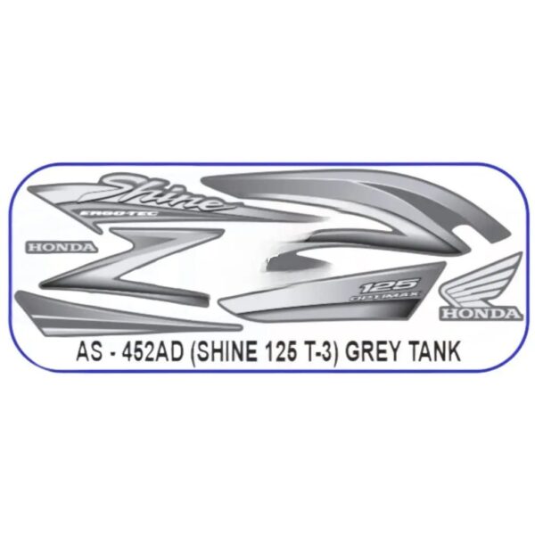 Graphics Sticker Set For Honda Shine 125 | Type 3 | Grey Tank Sticker | Both Sides