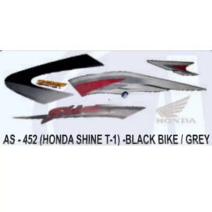 Graphics Sticker Set For Honda Shine | Type 1 | Black Vehicle | Grey Sticker | Both Sides
