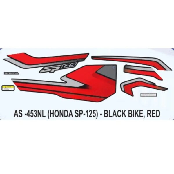Graphics Sticker Set For Honda Sp 125 | Matte Blue Vehicle | Red Sticker | Both Sides