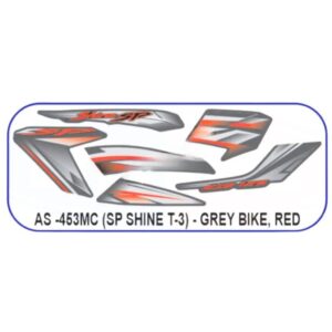 Graphics Sticker Set For Honda Sp Shine | Type 3 | Grey Vehicle | Red Sticker | Both Sides