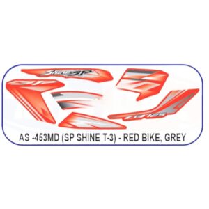 Graphics Sticker Set For Honda Sp Shine | Type 3 | Red Vehicle | Grey Sticker | Both Sides