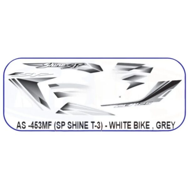Graphics Sticker Set For Honda Sp Shine | Type 3 | White Vehicle | Grey Sticker | Both Sides