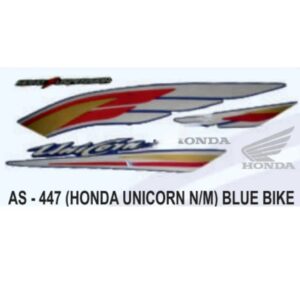 Graphics Sticker Set For Honda Unicorn | New Model | Blue Vehicle | Both Sides