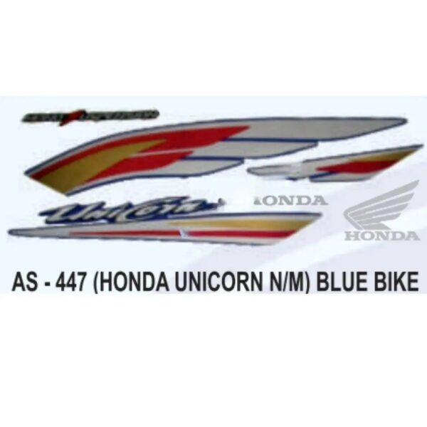 Graphics Sticker Set For Honda Unicorn | New Model | Blue Vehicle | Both Sides