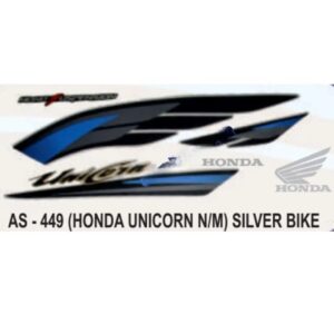 Graphics Sticker Set For Honda Unicorn | New Model | Silver Vehicle | Both Sides