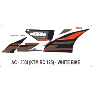 Graphics Sticker Set For Ktm Rc 125 | White Vehicle | Black & Orange Sticker | Both Sides