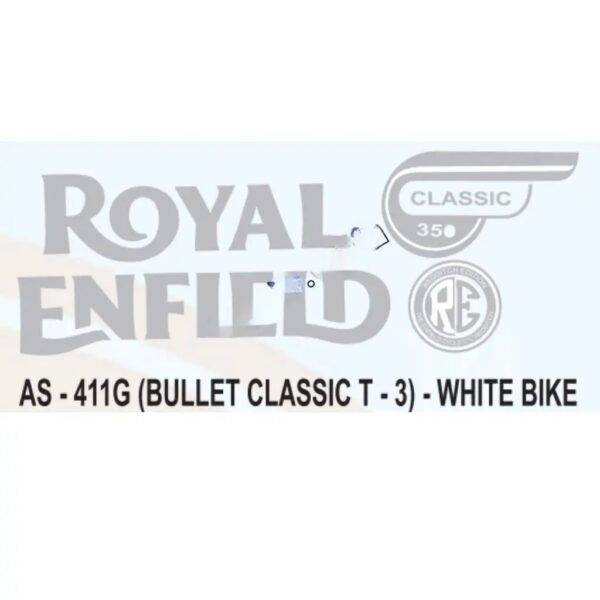 Graphics Sticker Set For Royal Enfield Bullet Classic | Type 3 | White Vehicle | Both Sides