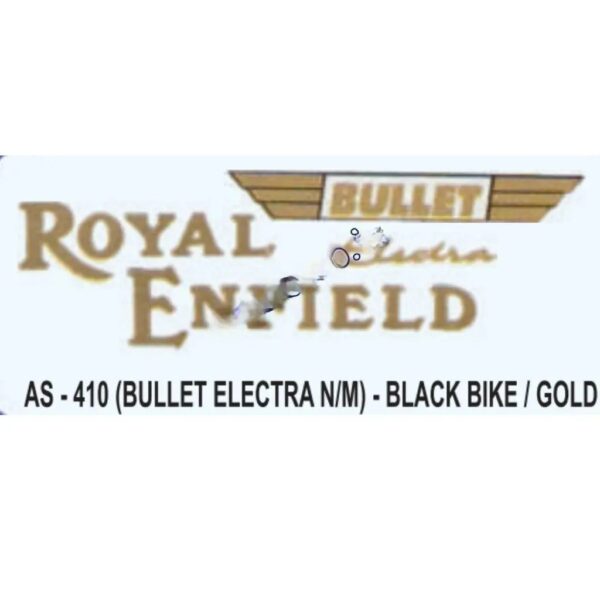 Graphics Sticker Set For Royal Enfield Bullet Electra | New Model | Black Vehicle | Gold Sticker | Both Sides