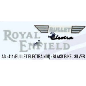 Graphics Sticker Set For Royal Enfield Bullet Electra | New Model | Black Vehicle | Silver Sticker | Both Sides