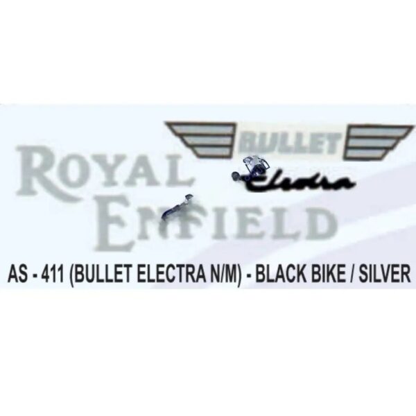 Graphics Sticker Set For Royal Enfield Bullet Electra | New Model | Black Vehicle | Silver Sticker | Both Sides