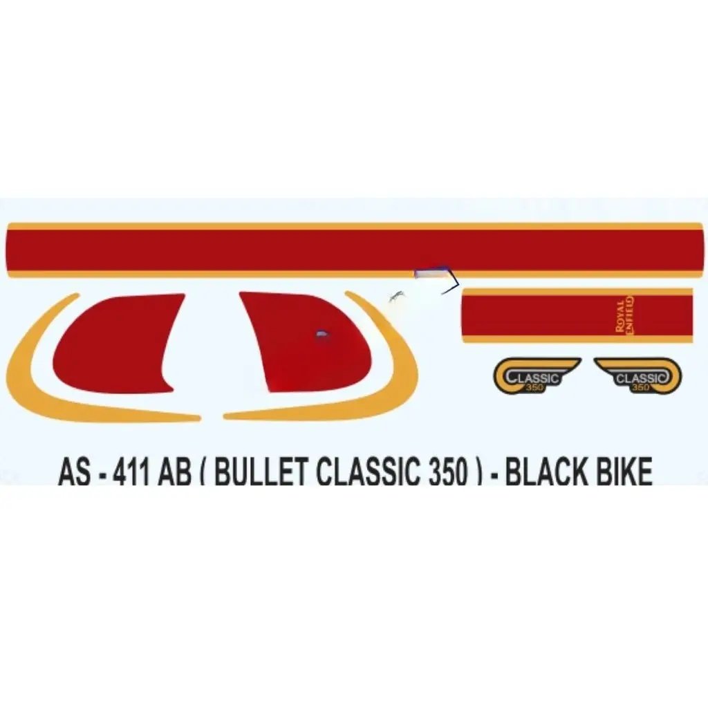 Graphics Sticker Set For Royal Enfiled Bullet Classic 350 | Black Vehicle | Both Sides