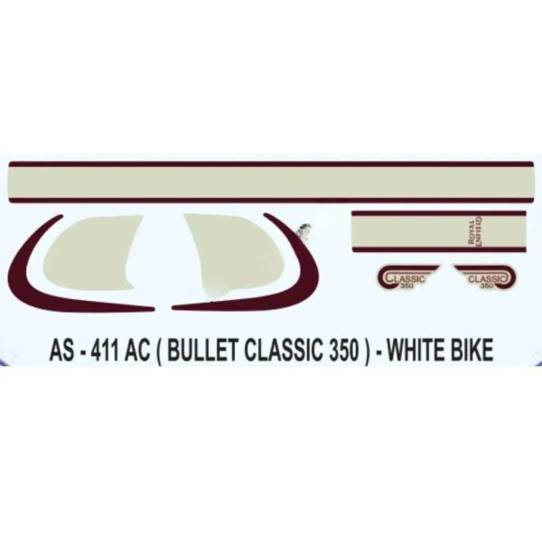 Graphics Sticker Set For Royal Enfiled Bullet Classic 350 | White Vehicle | Both Sides