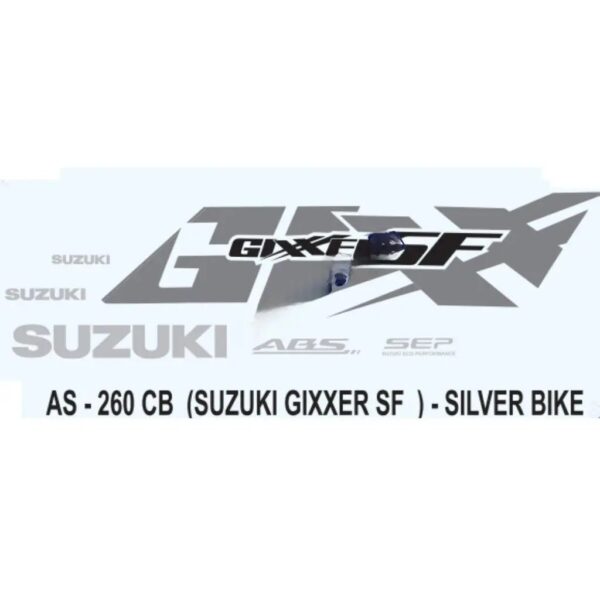 Graphics Sticker Set For Suzuki Gixxer Sf | Abs | Silver Vehicle | Both Sides