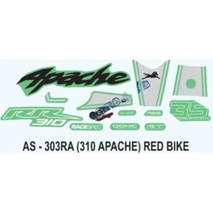 Graphics Sticker Set For Tvs Apache 310 | Red Vehicle | Green Sticker | Both Sides